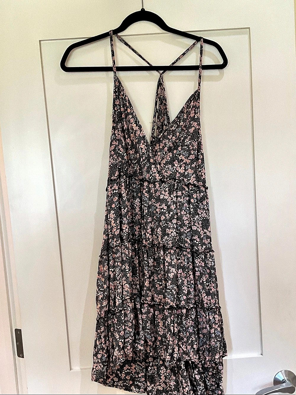 Nostalgia Floral Print Black Maxi Dress Black & Pink XL
